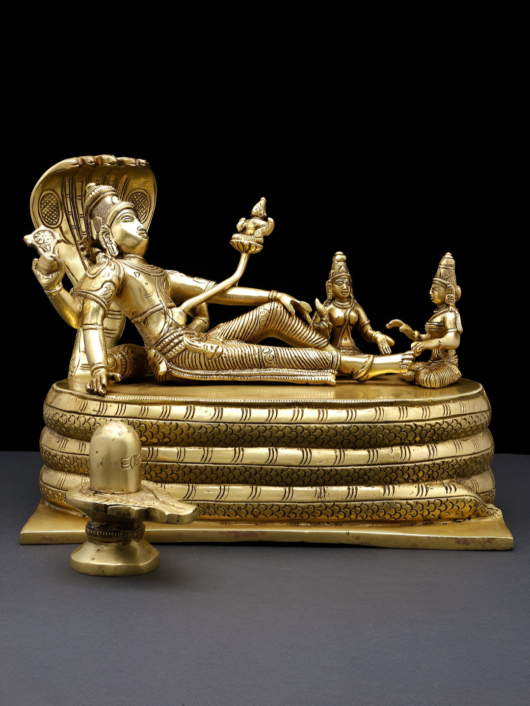 Exotic India Shri Padmanabha Swamy Gold Brass Metallic Living Room Medium Showpiece - 8.2 Inches