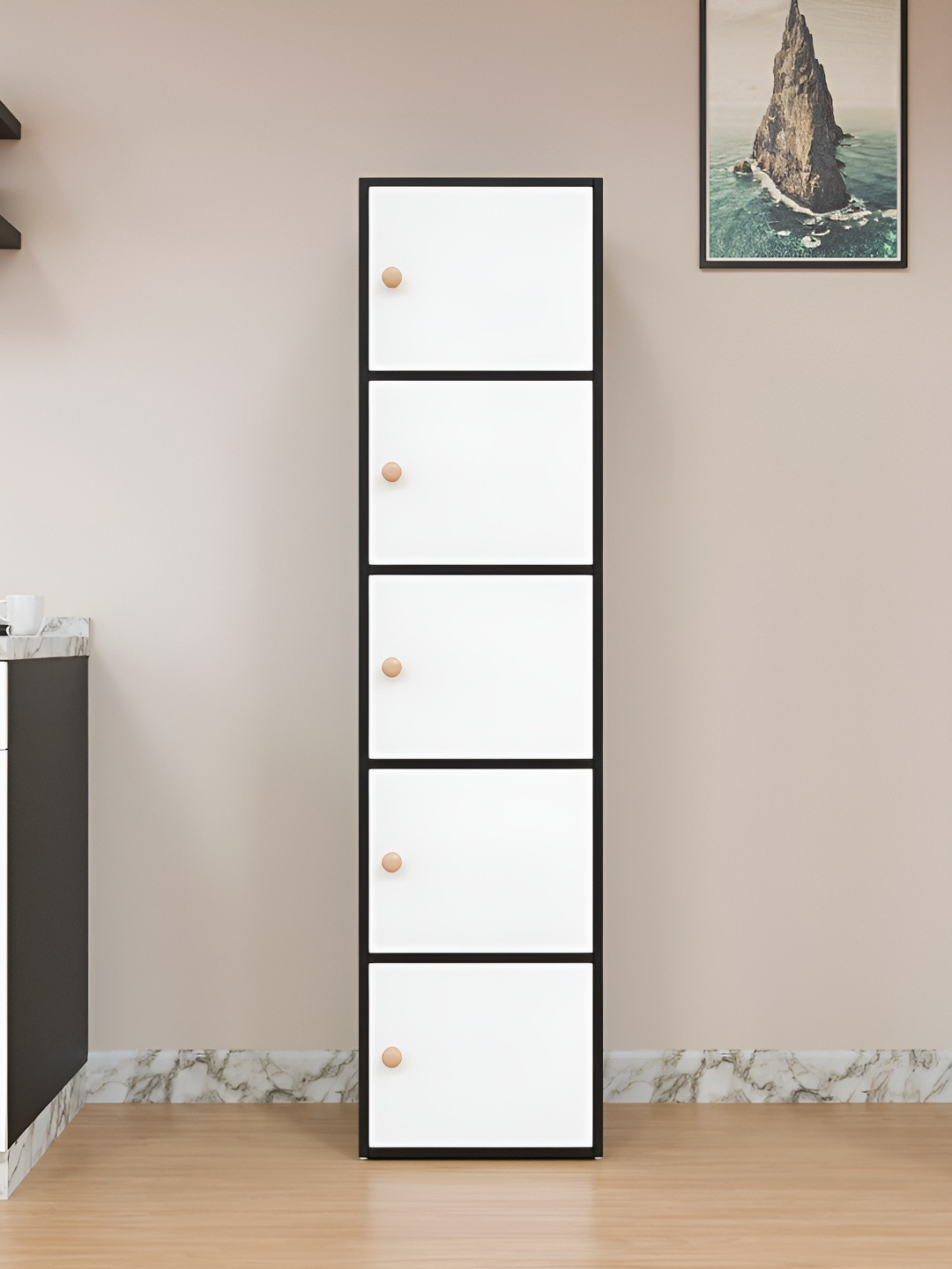 SPYDER CRAFT Black & White 4-Tier Storage Cabinet