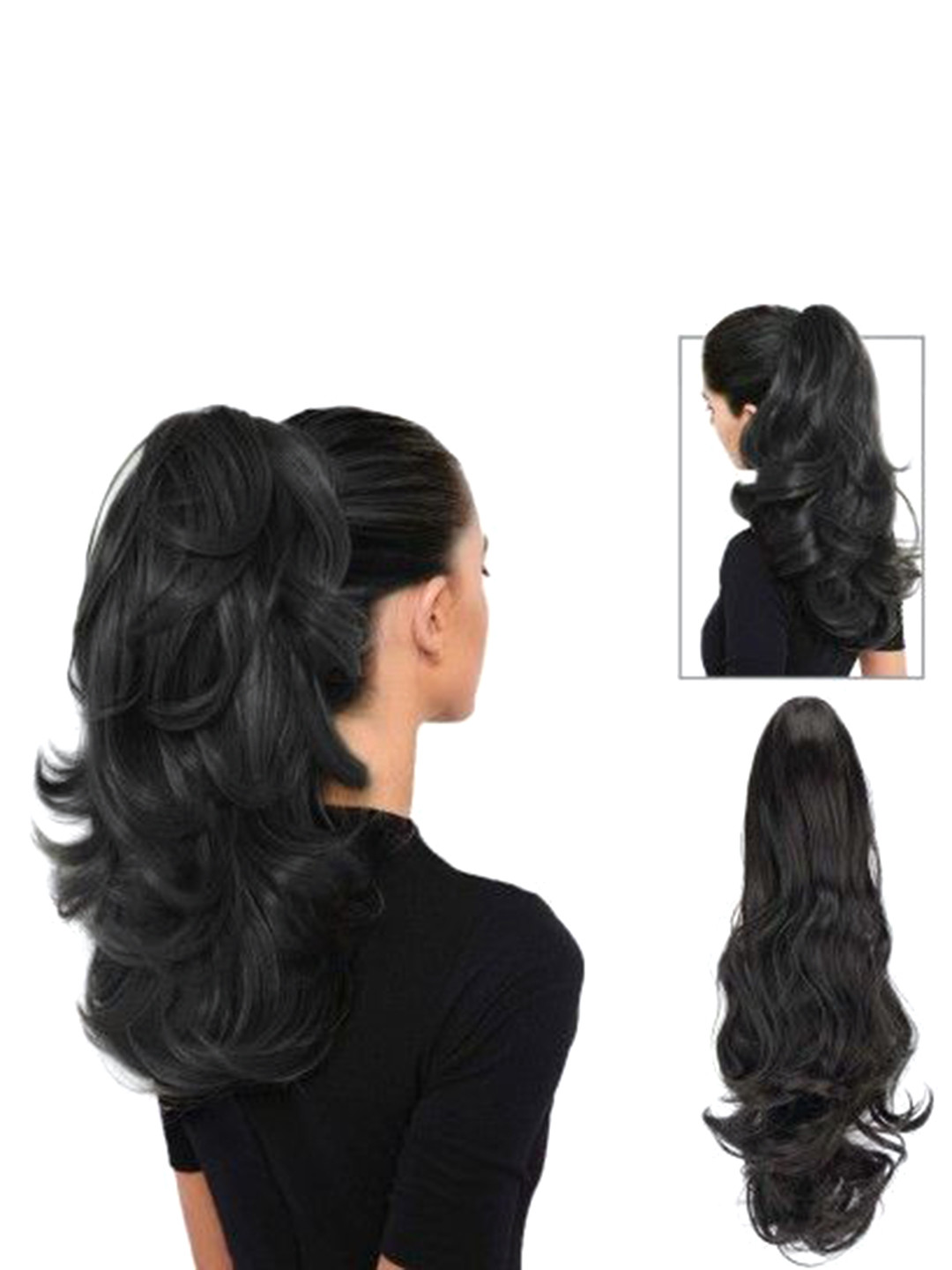 ABS Clip-In Wavy Ponytail Long Lasting Hair Extension - Black - 18 Inch