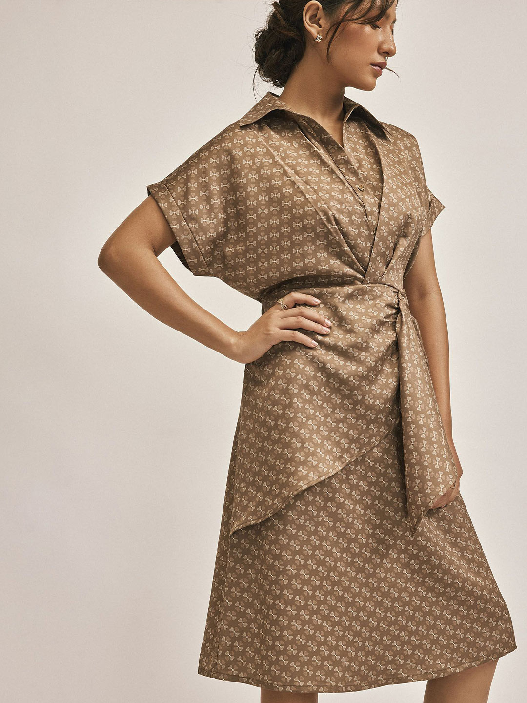 The Label Life Women Coffee Key Monogram Drape Dress