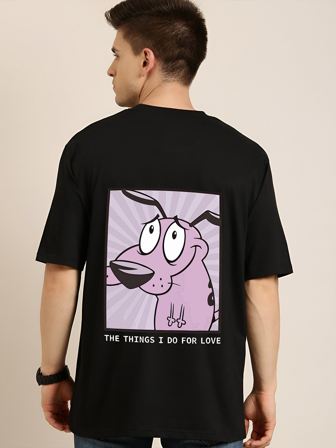 Jack Paris Men Cowardly Dog Graphic Printed Relaxed Fit Cotton T-shirt