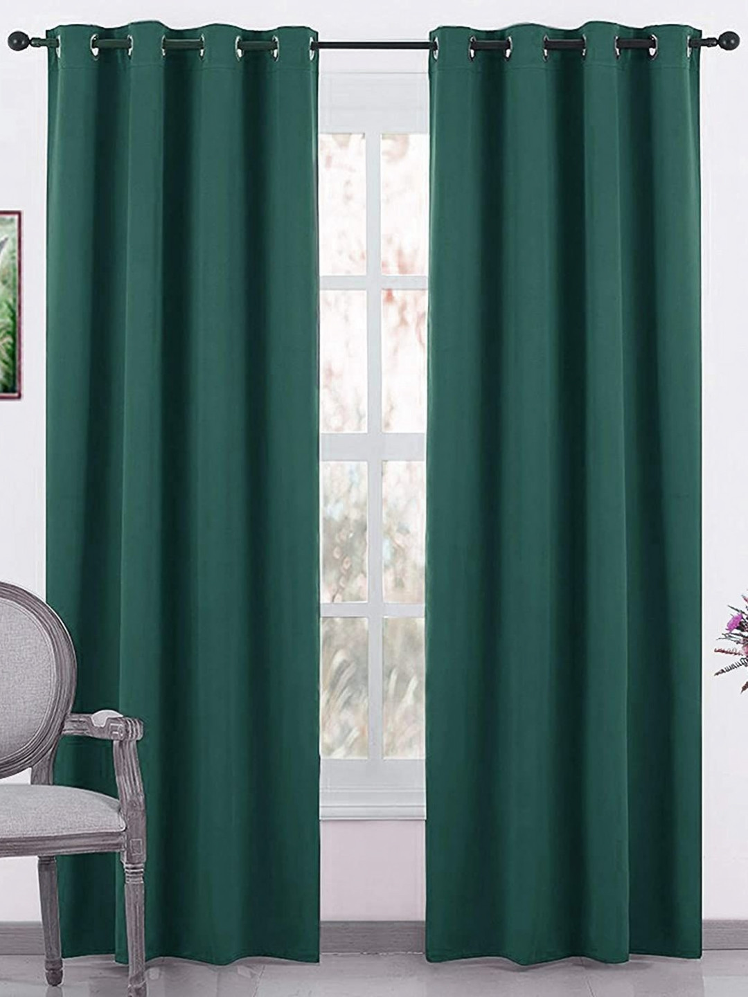 B' Decorlish Blackout Teal 2 Pieces Room Darkening Door Curtain