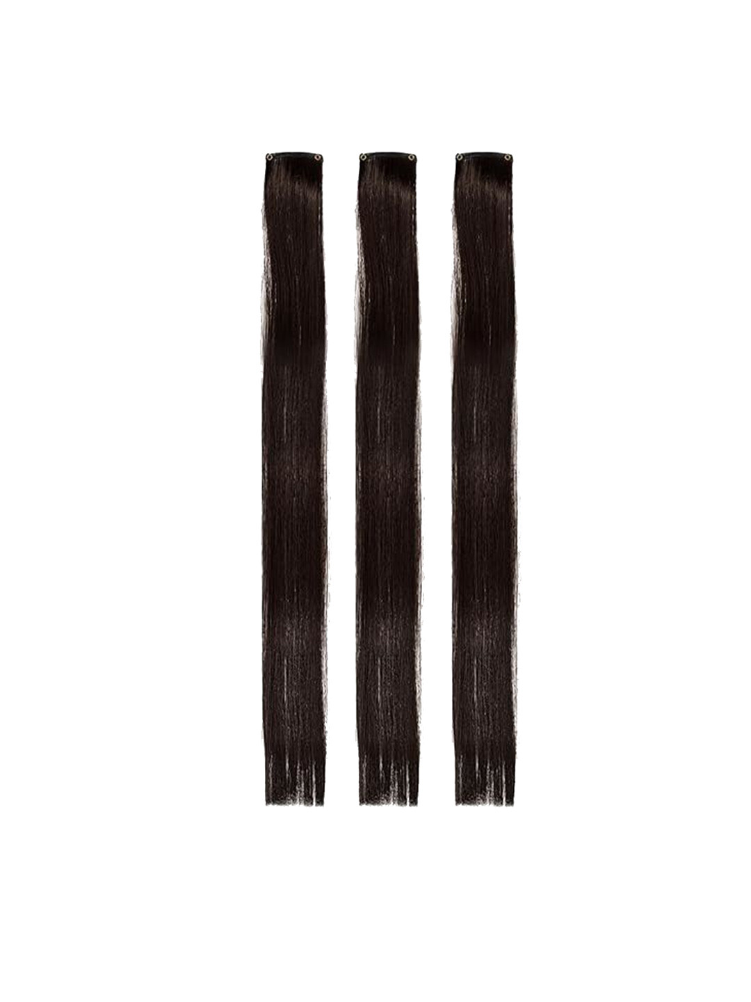 ABS Set Of 3 Clip-In Straight Coloured Strand Highlighter Hair Extension Brown 7 Inch Each