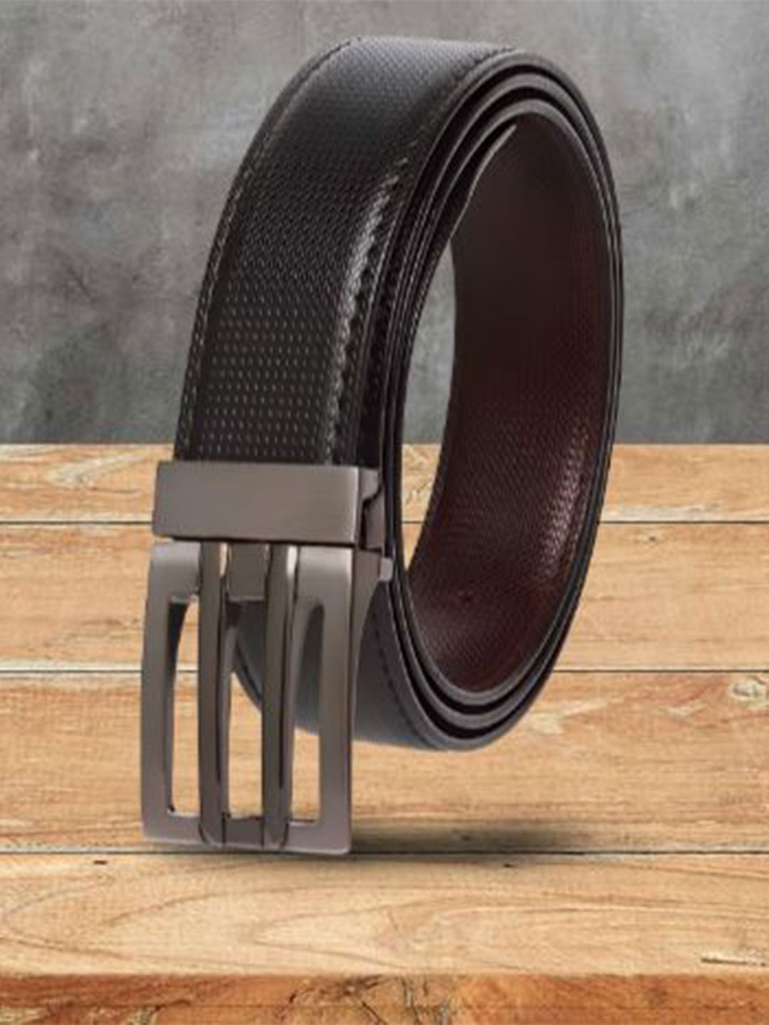 Azibo Men  Genuine Italian Leatherite Reversible Belt