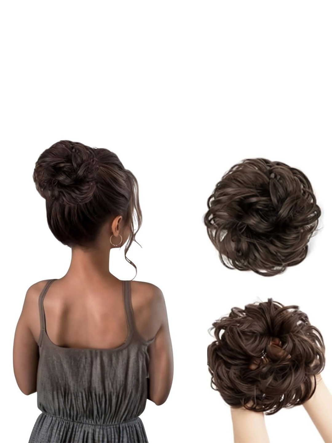 VIEWS Wavy Halo Bun Hair Extension With Elastic Rubber Band - Brown