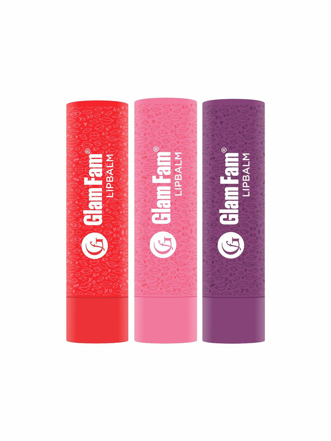 GlamFam Set Of 3 Lip Balm With SPF 15 - Cranberry - Strawberry & Blueberry