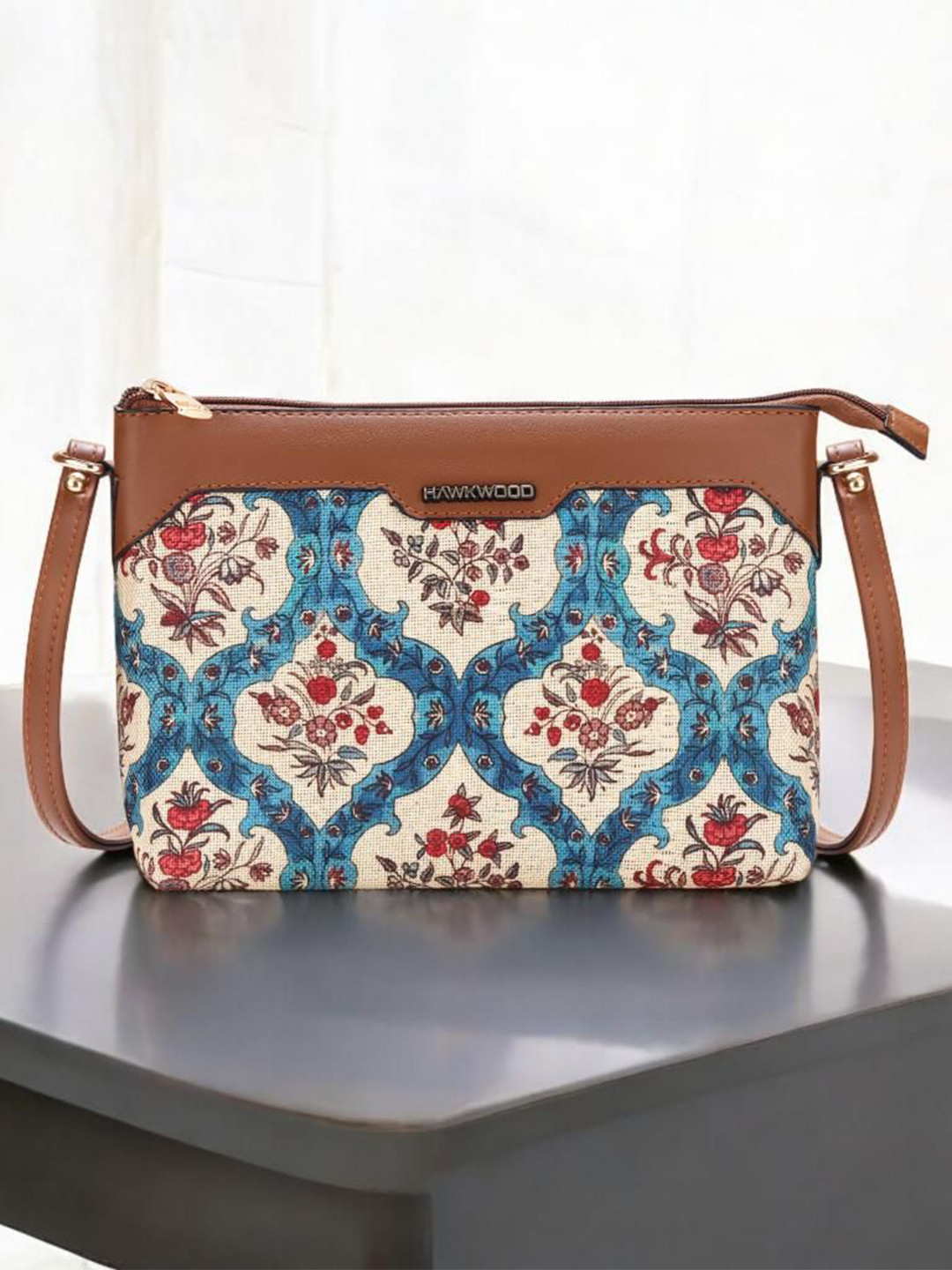 HAWKWOOD Women Floral Oversized Bowling Jute Sling Bag