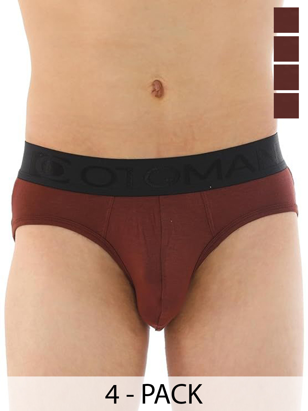 OTOMAN Pack Of 4 Mid Rise Basic Briefs 4-SOLID-BRIEF-BROWN-S