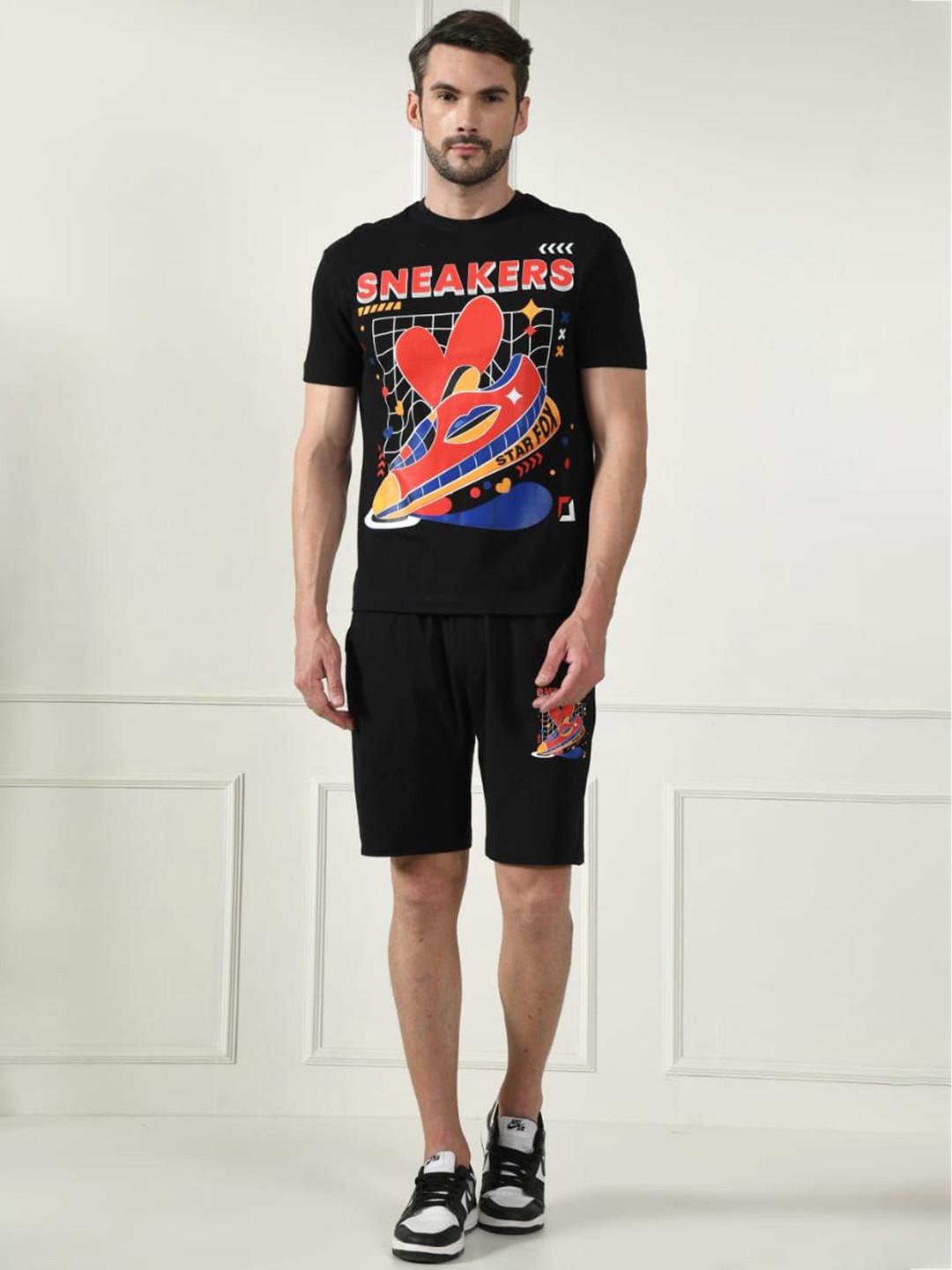 STARFOX Printed Cotton T-Shirt With Shorts Co-Ords