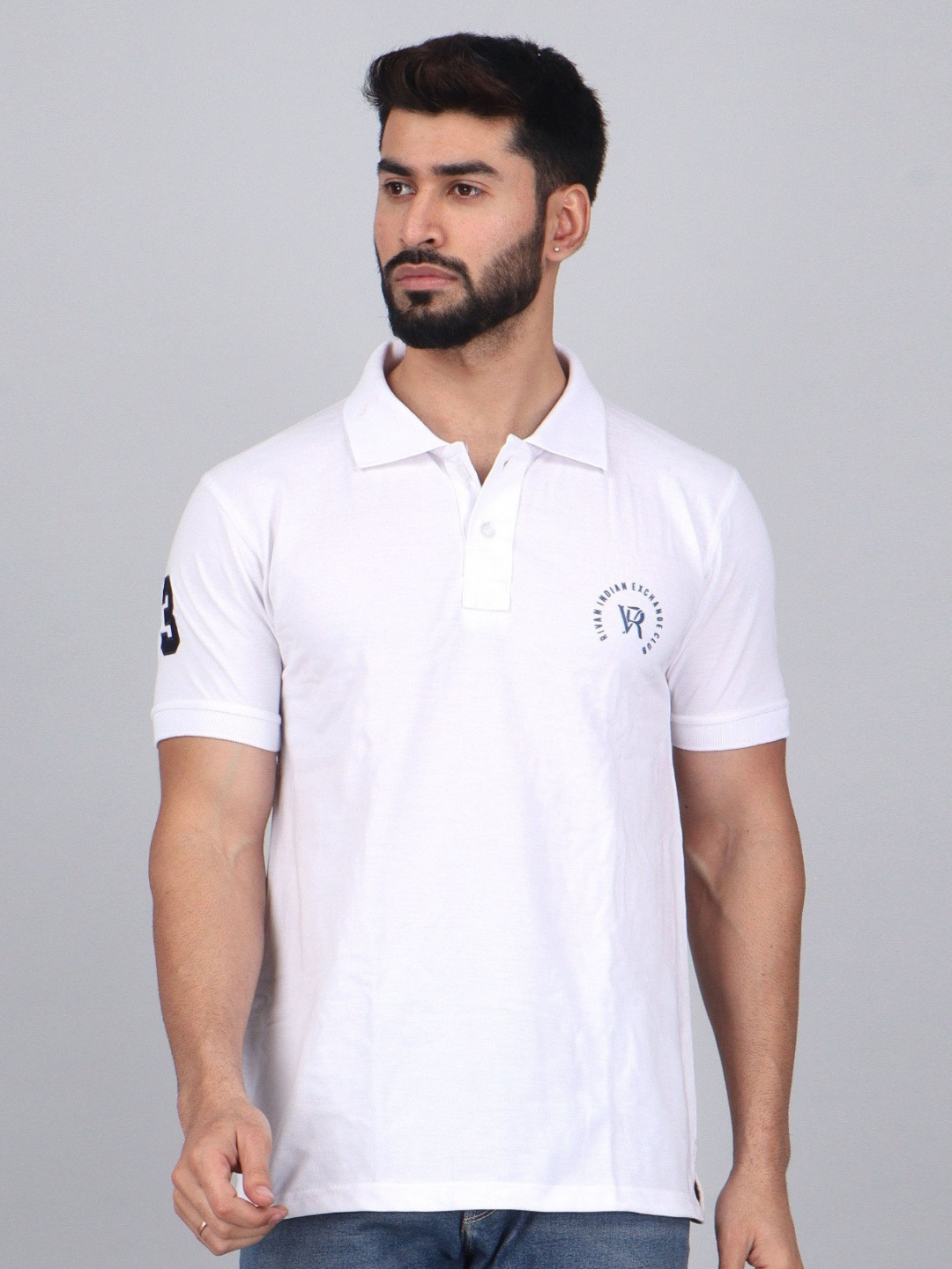 WILD ELEPHANT Men Pure Cotton Polo Collar T-shirt