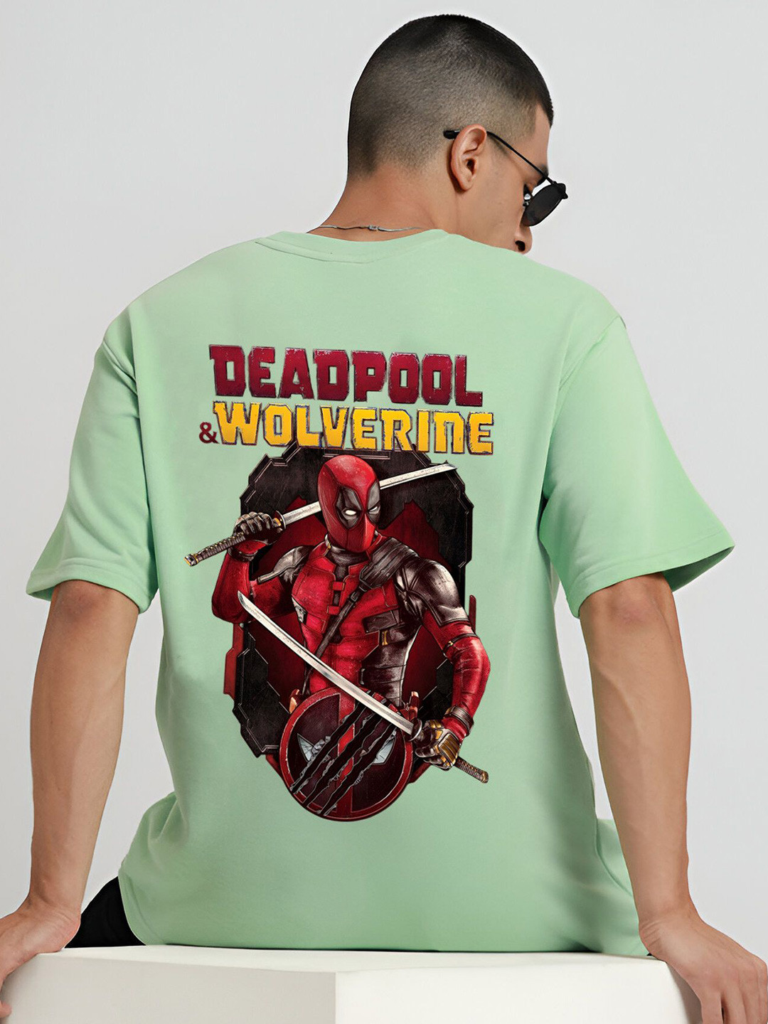 Jack Paris Men Deadpool Graphic Printed Relaxed Fit Cotton T-shirt