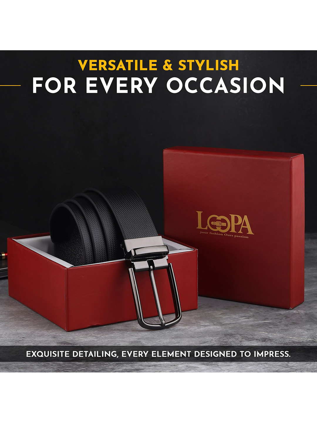 LOOPA Men Leather Reversible Belt