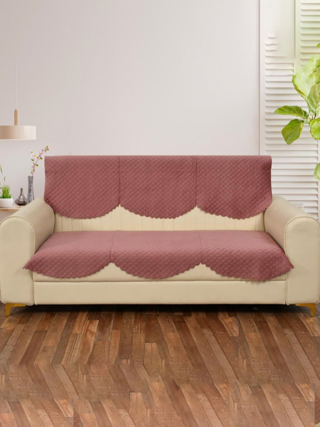 Sun Rise Holland Mauve 2 Pieces Velvet Sofa Cover
