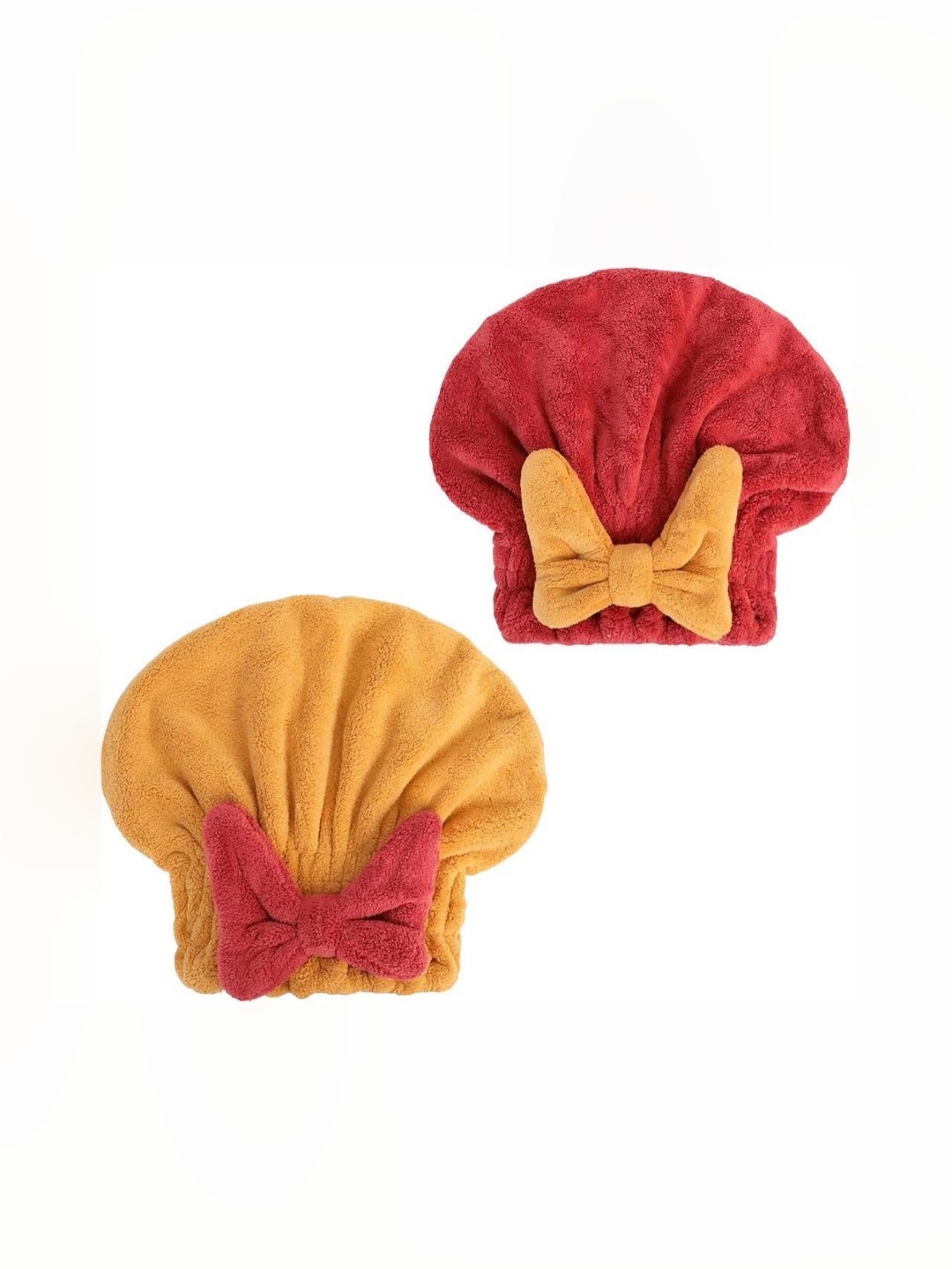 Fezora Yellow & Red 2 Pieces Cotton 500 GSM Hair Towel