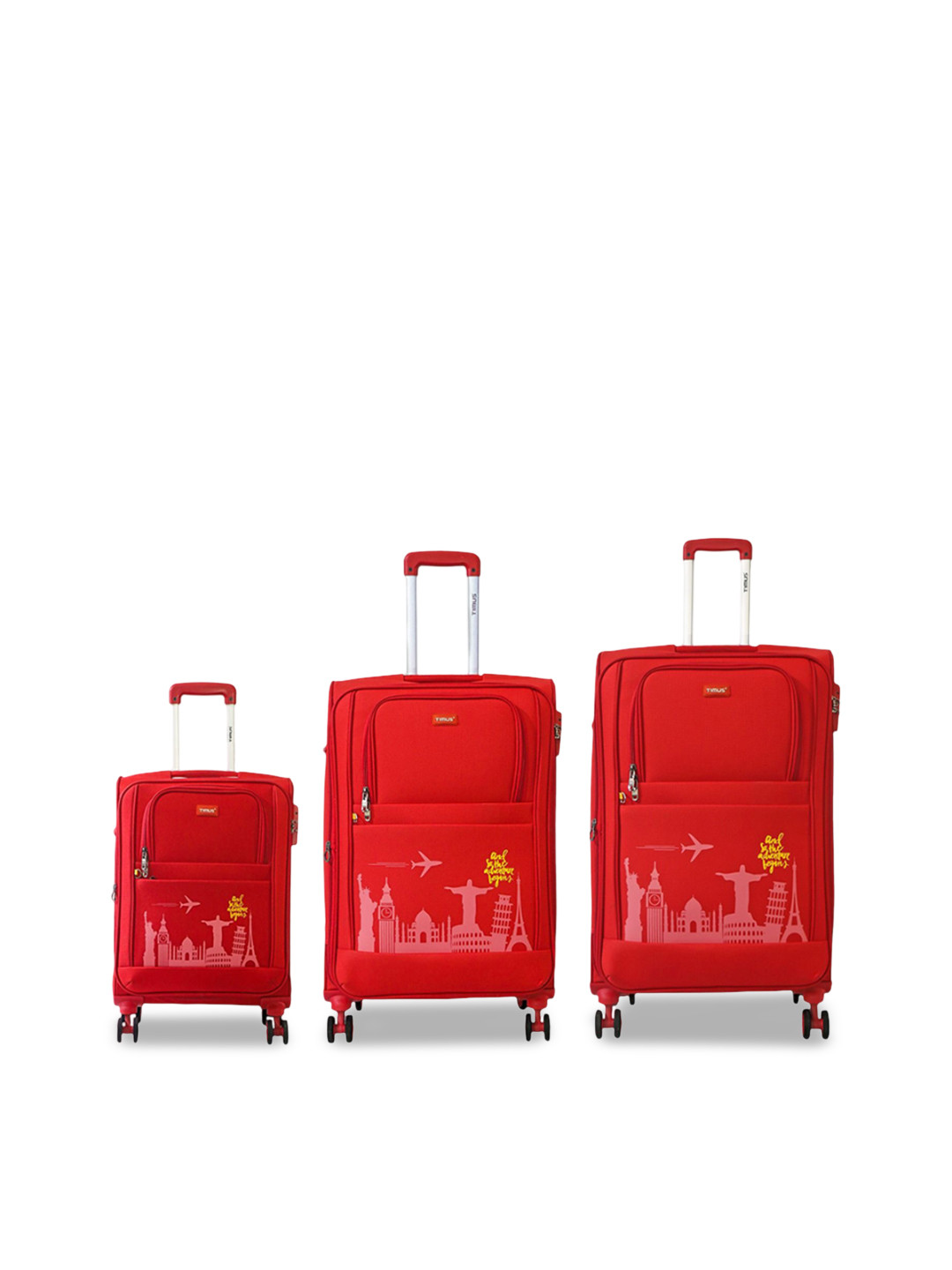 Timus Set Of 3 Salsa Plus Soft Luggage Printed Trolley Bag