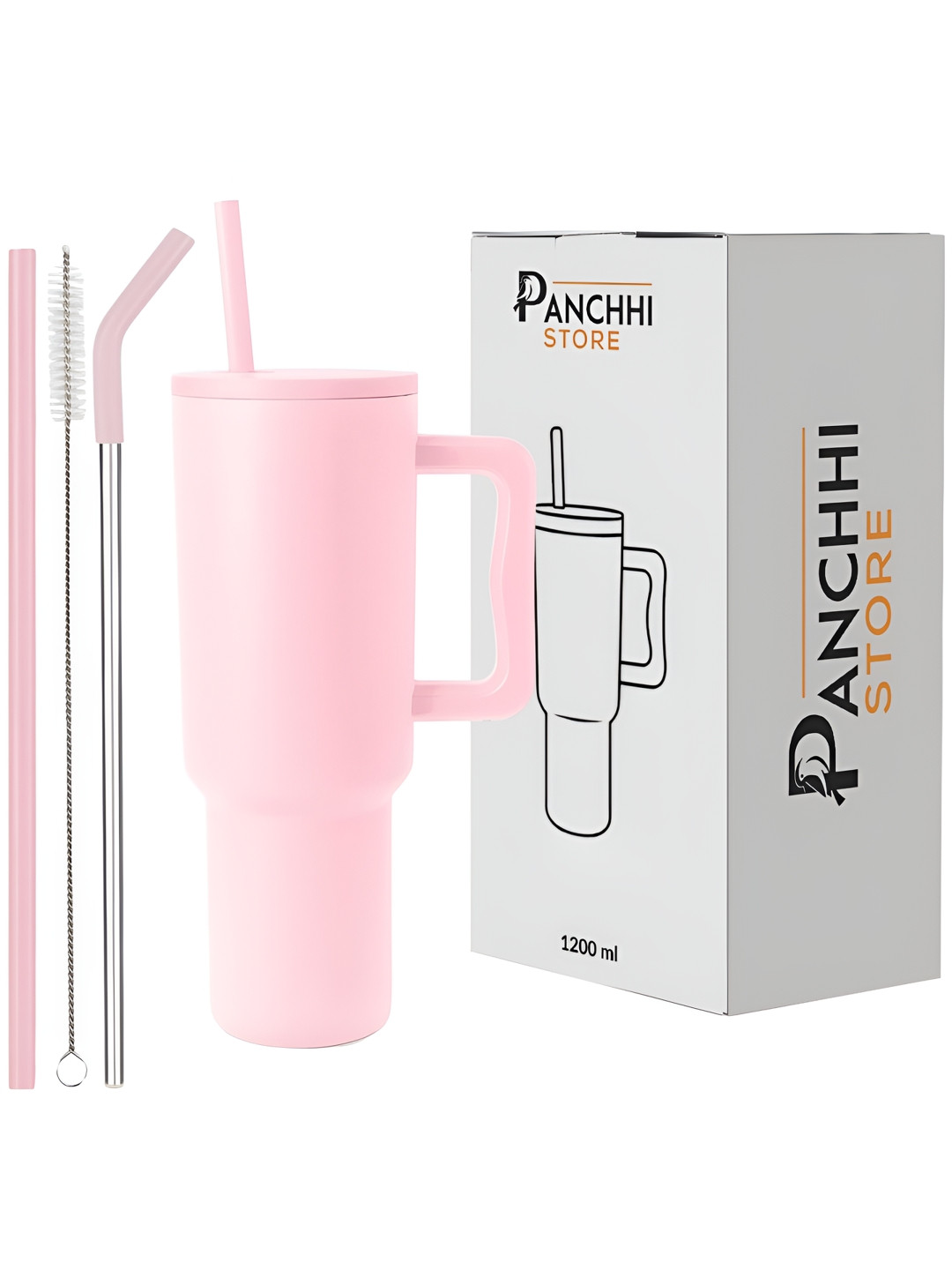 Panchhi Store Personalised Gamer Name Rose Stainless Steel Dishwasher Safe Mug with Straw and Lid-1.2L