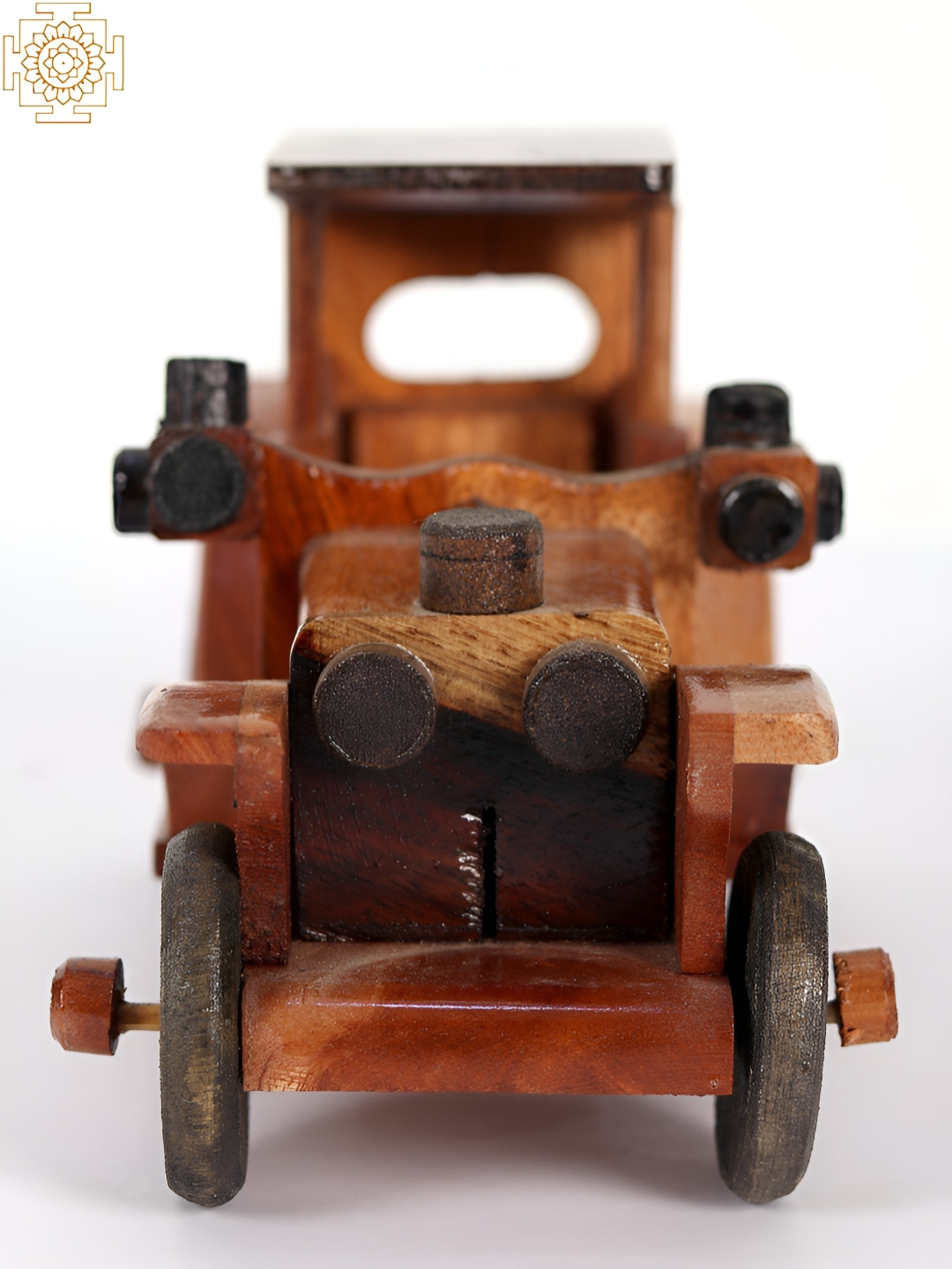 Exotic India Toy Car Brown Wood Natural Living Room Small Showpiece - 4.3 Inches