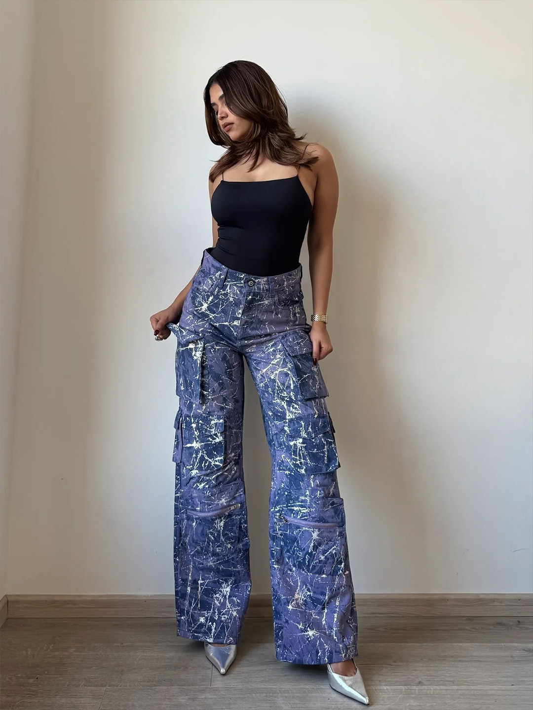 Off Duty India Women Milan High Street Foil Cargo Denim