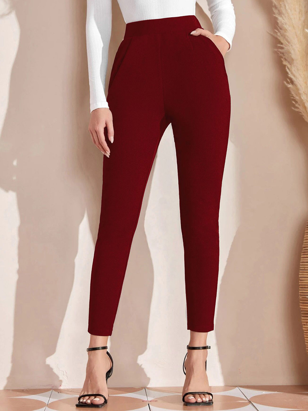 FERY LONDON Women Regular Fit Mid-Rise Classic Trousers