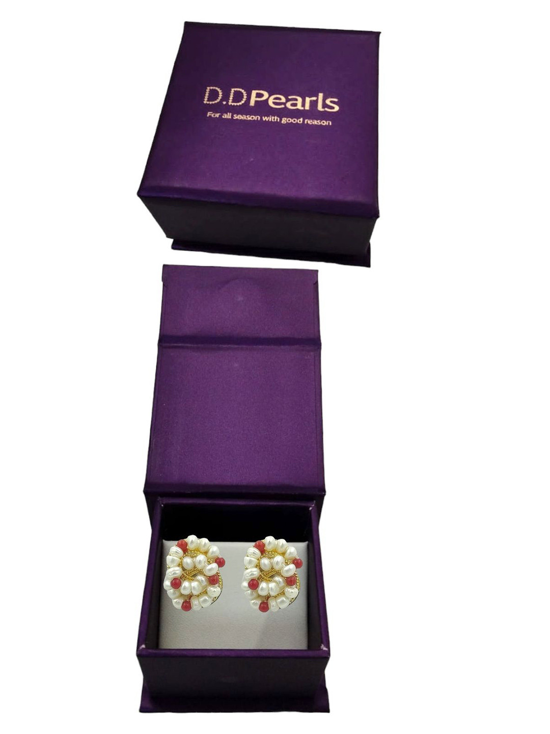 D.D Pearls Gold-Plated Pearls Beaded Contemporary Studs