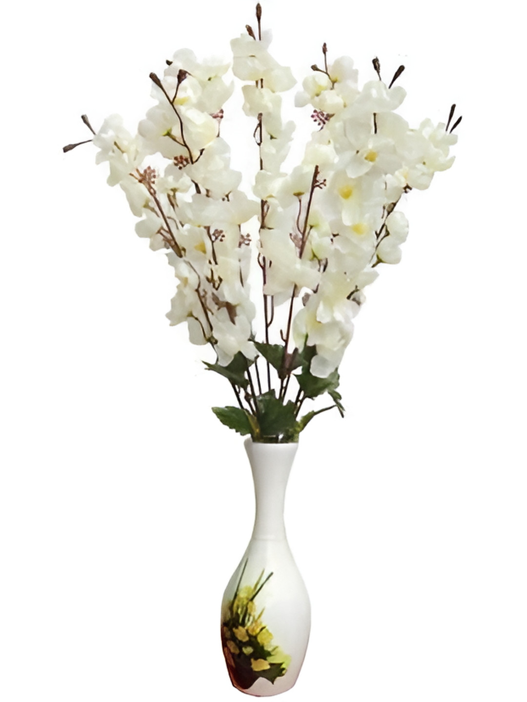 real pbr White & Green Cherry Blossom Bunch Artificial Flower