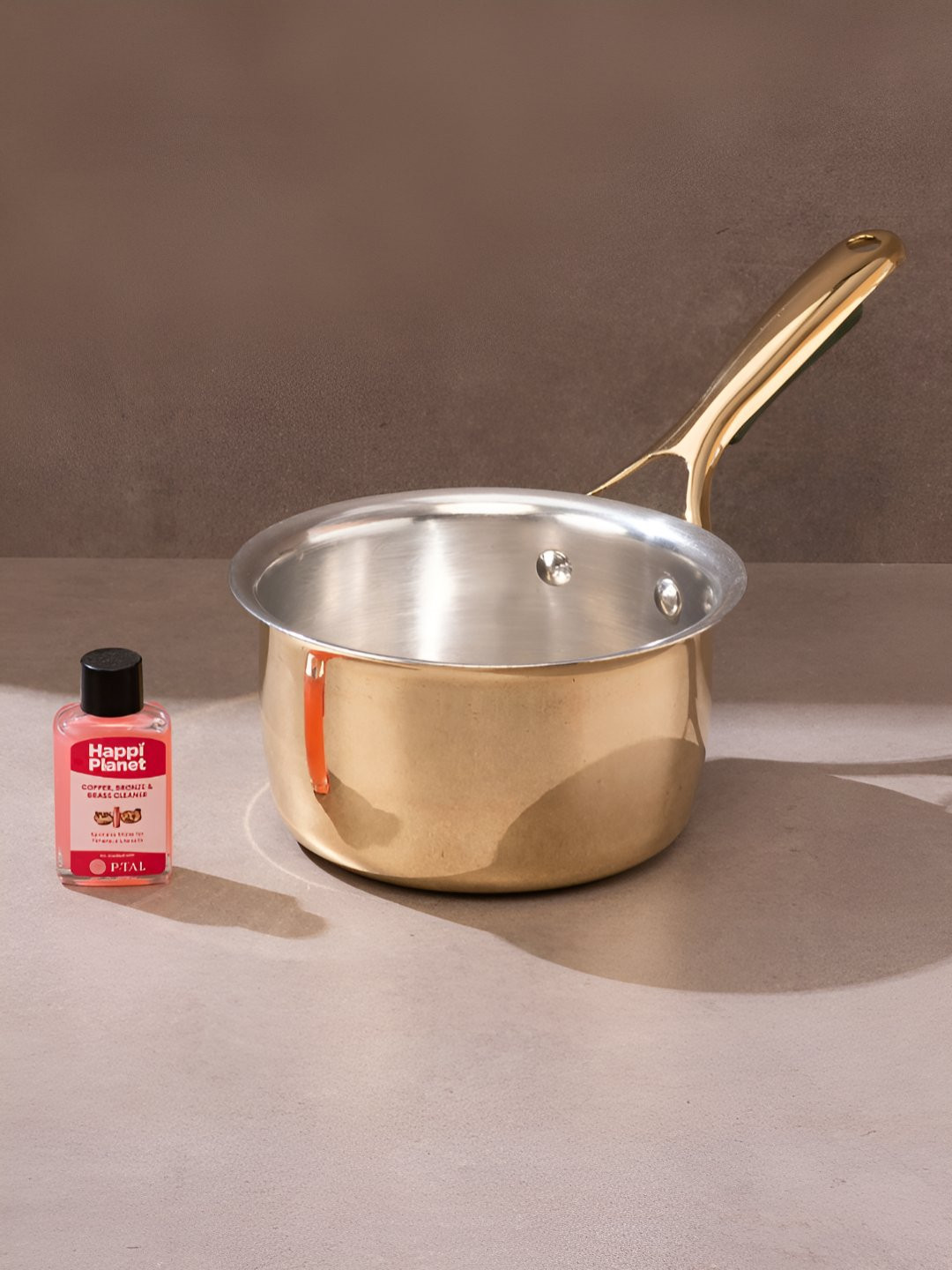 P-TAL Brass Tin Coated with Insulated Handles Tea Pan- 1.2L