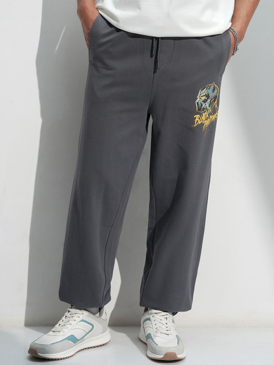 HIGHLANDER Marvel Black Panther Men Relaxed Fit Elasticated Bottom Cut And Sew Jogger