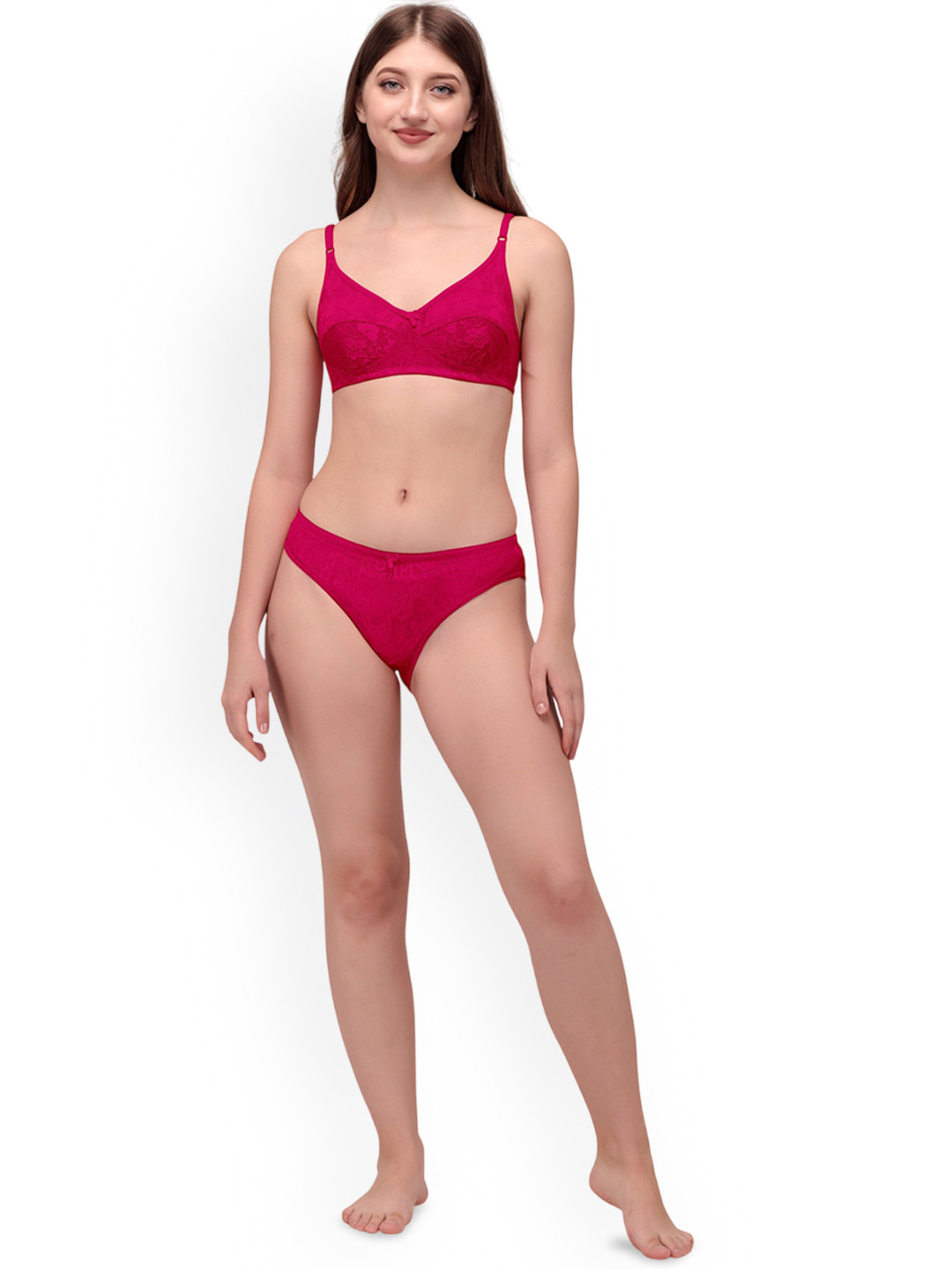 Exotica Lingerie Exotica Self Design Rani Non-Padded And Non-Wired Lingerie Set