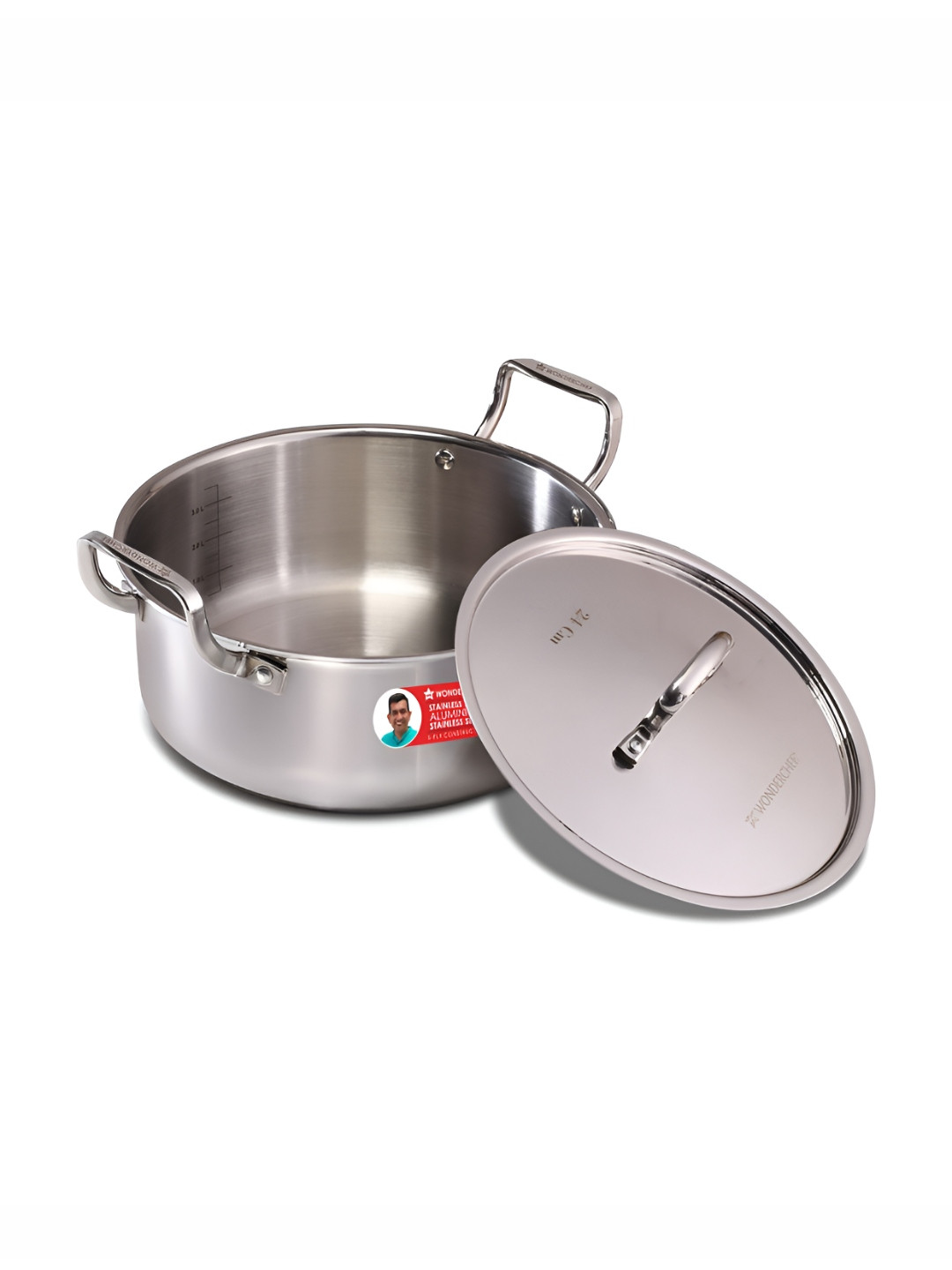 Wonderchef Stella Silver-Toned Induction Base Tri-Ply Stainless Steel Cooking Pot