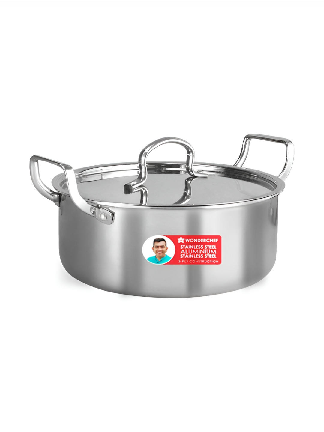 Wonderchef Stella Silver-Toned Induction Base Tri-Ply Stainless Steel Cooking Pot
