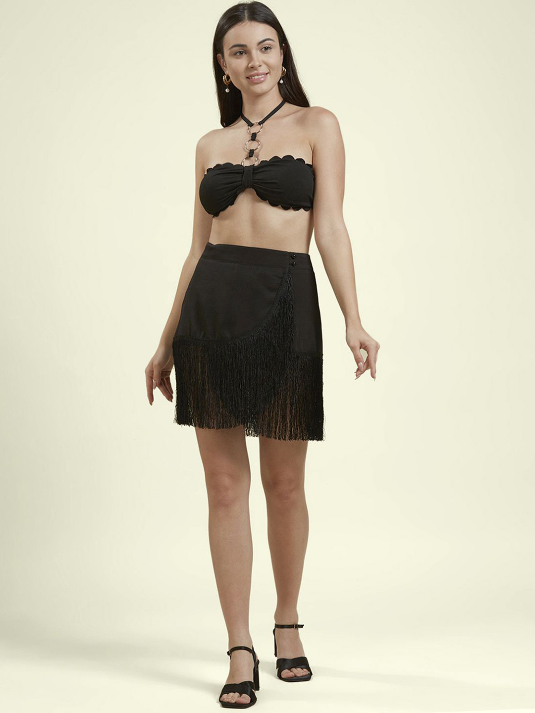 Noroke Halter Neck Top With Skirt Swim Set