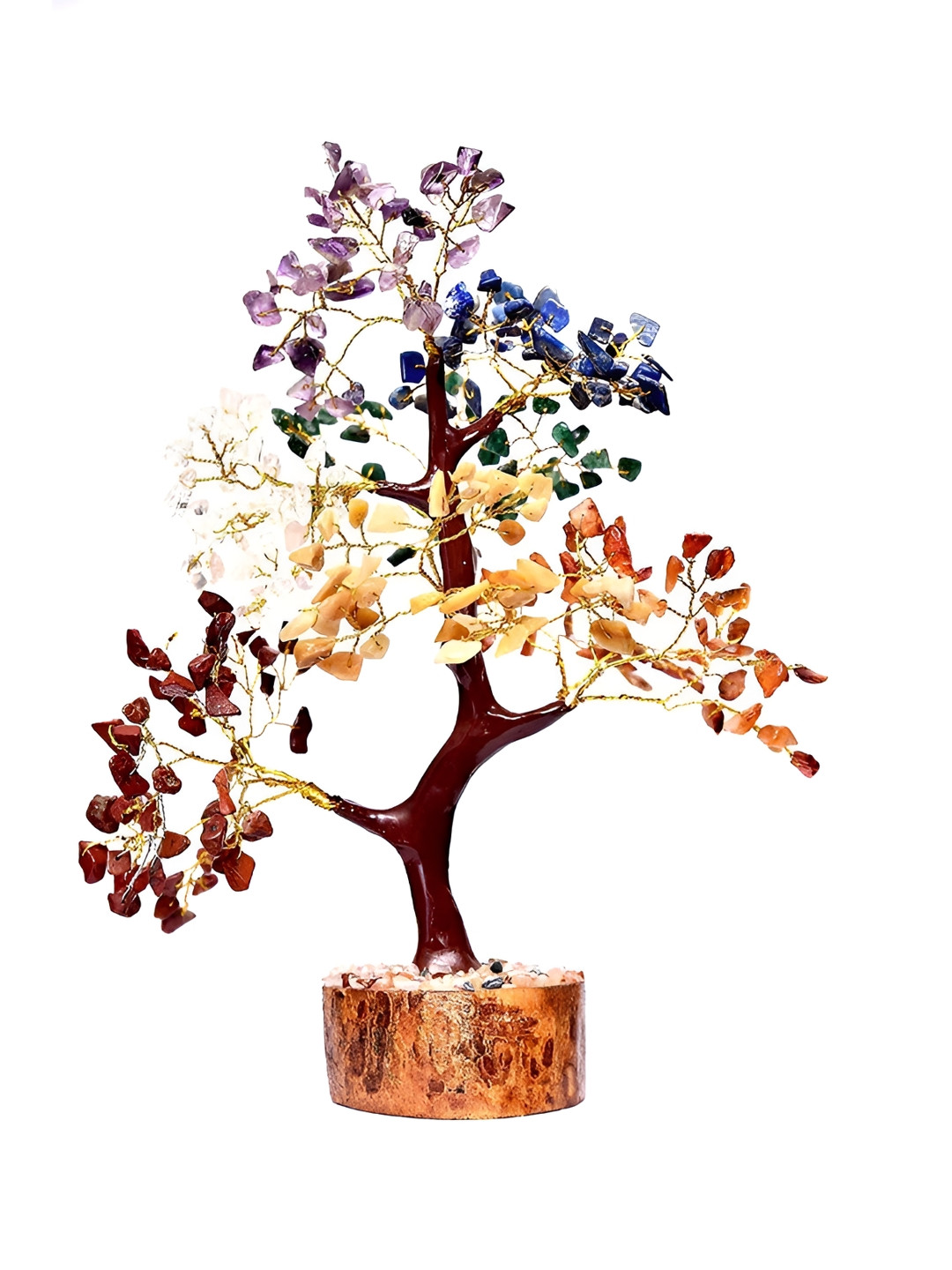 ajoom Brown & Yellow Seven Chakra Gemstone Fortune Money Tree Artificial Flower