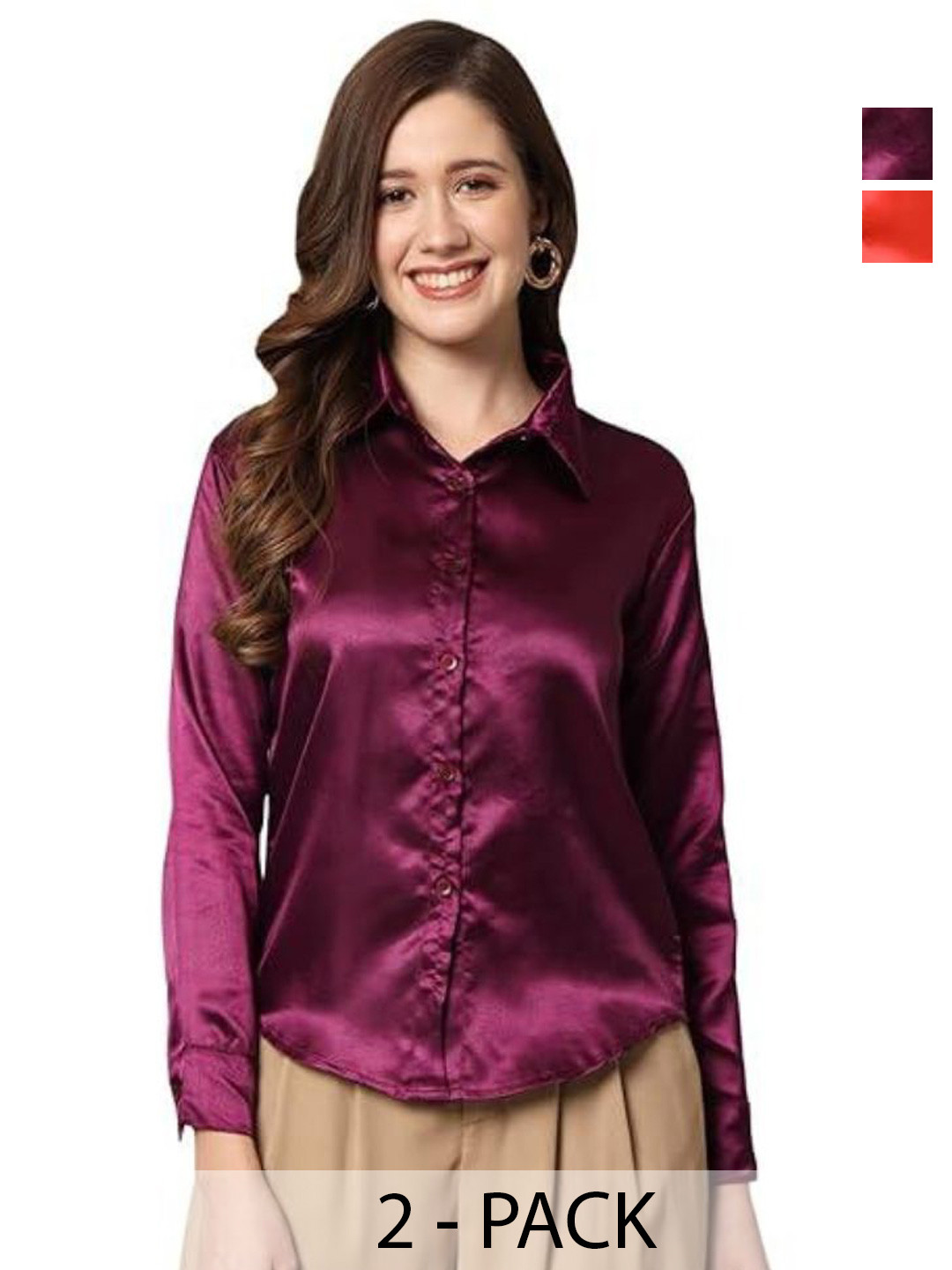 Funday Fashion Women Pack Of 2 Slim Fit Party Shirt