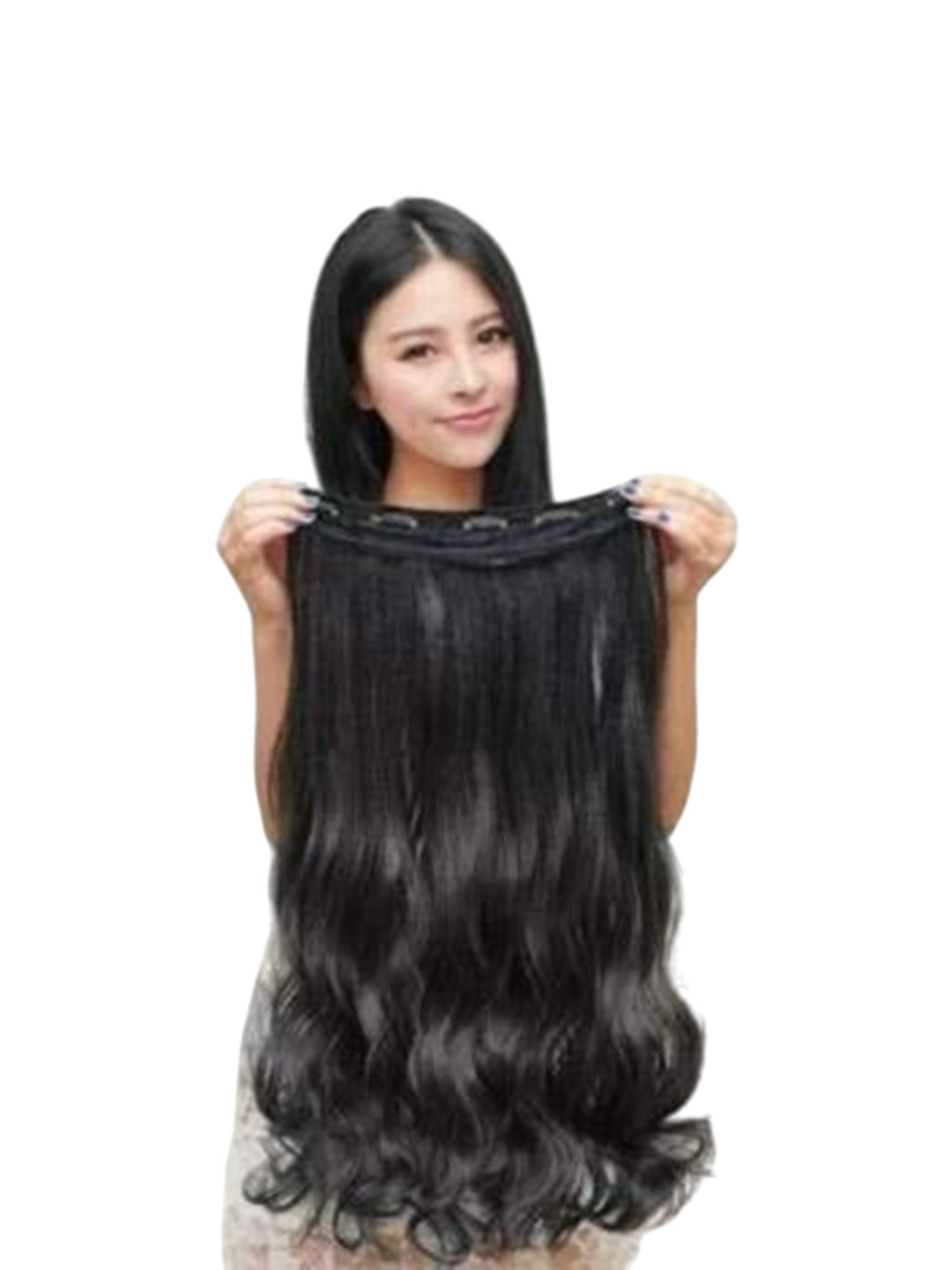 ABS Clip-In Wavy Locks Long Lasting Hair Extension - Black - 22 Inch