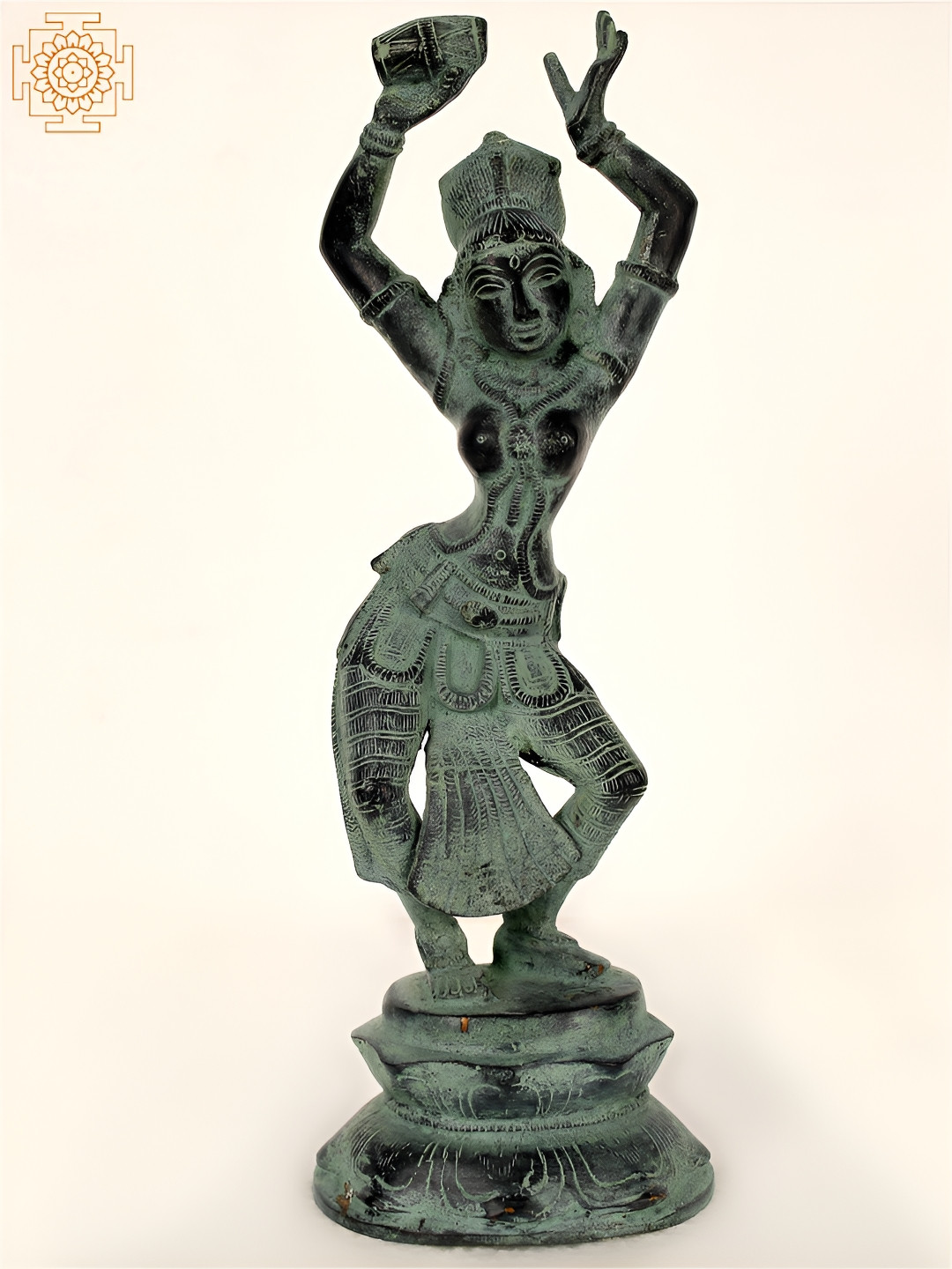 Exotic India Dancing Apsara Black Brass Metallic Living Room Medium Showpiece - 11.6 Inches