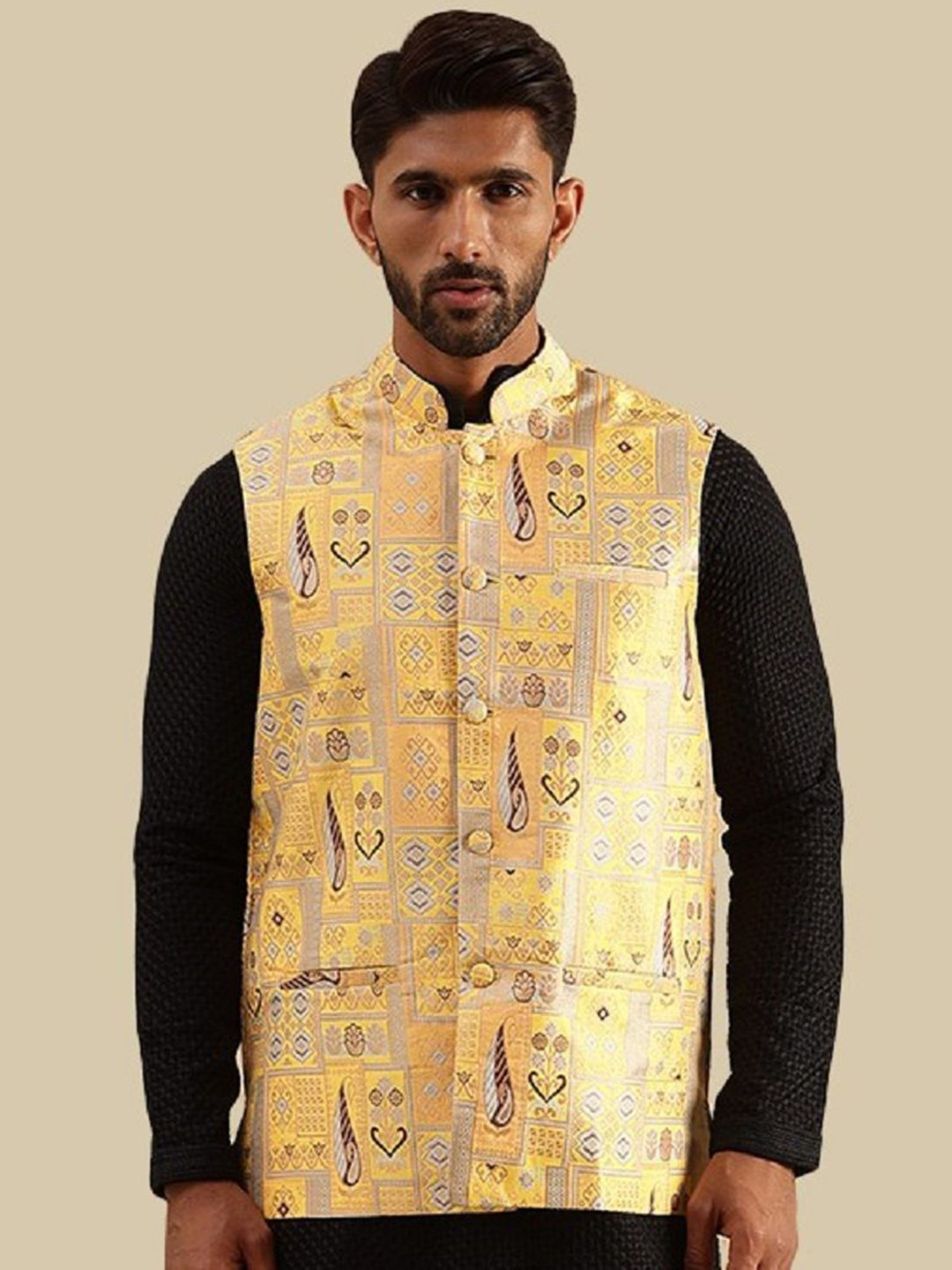 SOJANYA Geometric Brocade Design Nehru Jacket