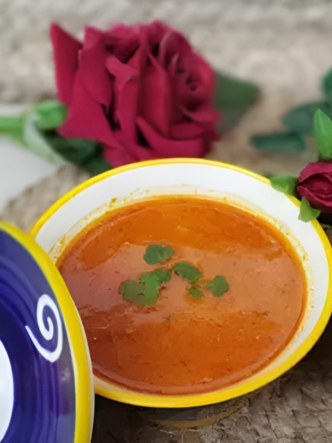 Calcine Industries Blue 2 Pieces Printed Ceramic Microwave Safe Matte Serving Bowls