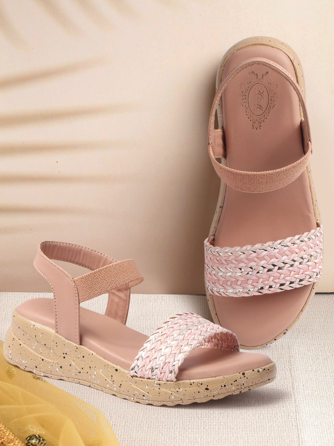 H.M. LADIES FOOTWEAR Women Solid Regular Round Toe Comfort Heel Sandals