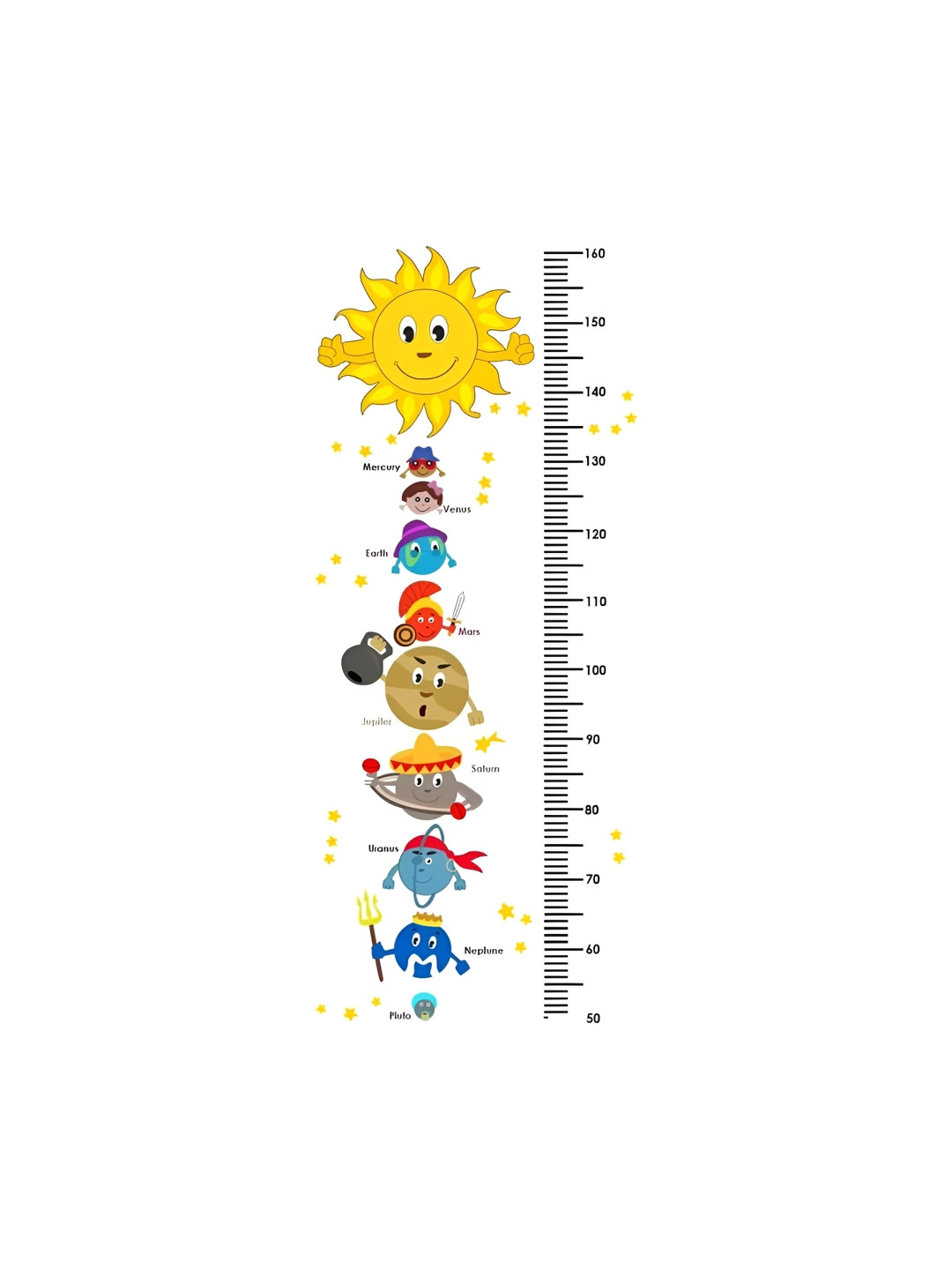 prettykrafts Yellow & Blue Height Measurement Waterproof Wall Sticker