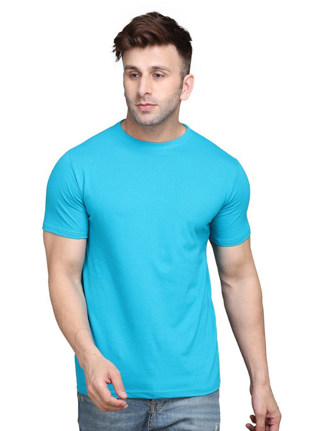 Blisstone Men Solid Round Neck Cotton Slim Fit T-shirt