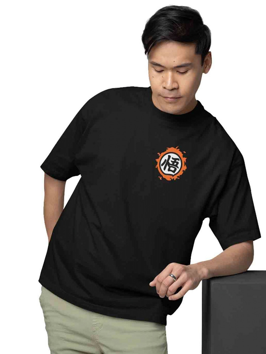 Cloroot Men Dragon Ball Z Graphic Printed Round Neck Cotton Oversized T-shirt