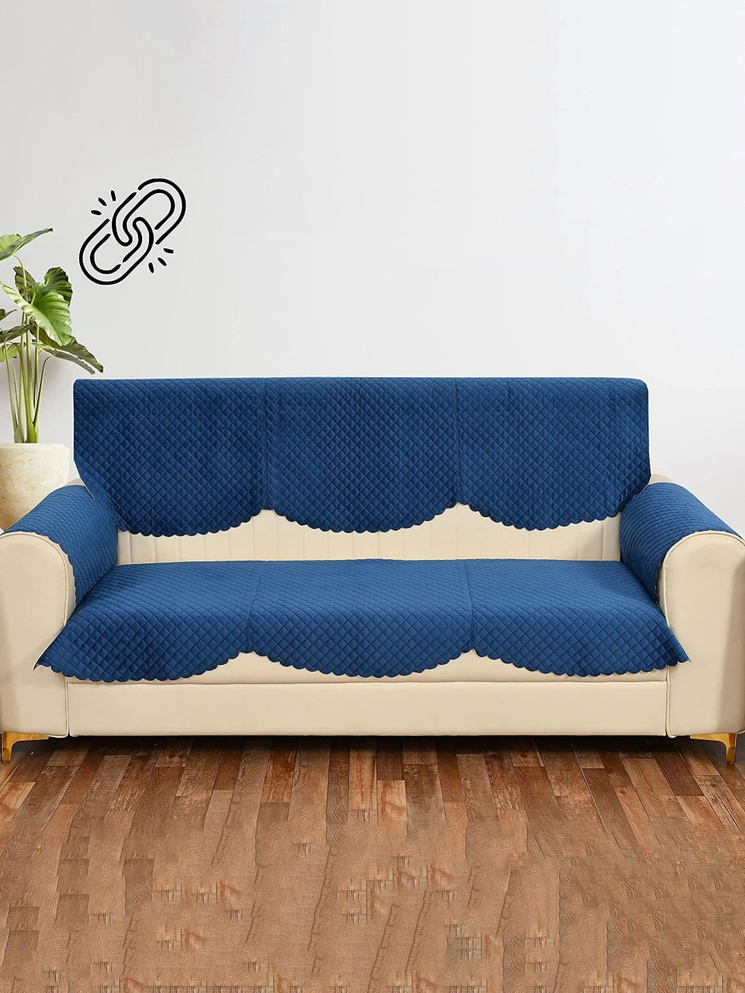 Sun Rise Holland Teal Blue 2 Pieces Velvet Sofa Cover