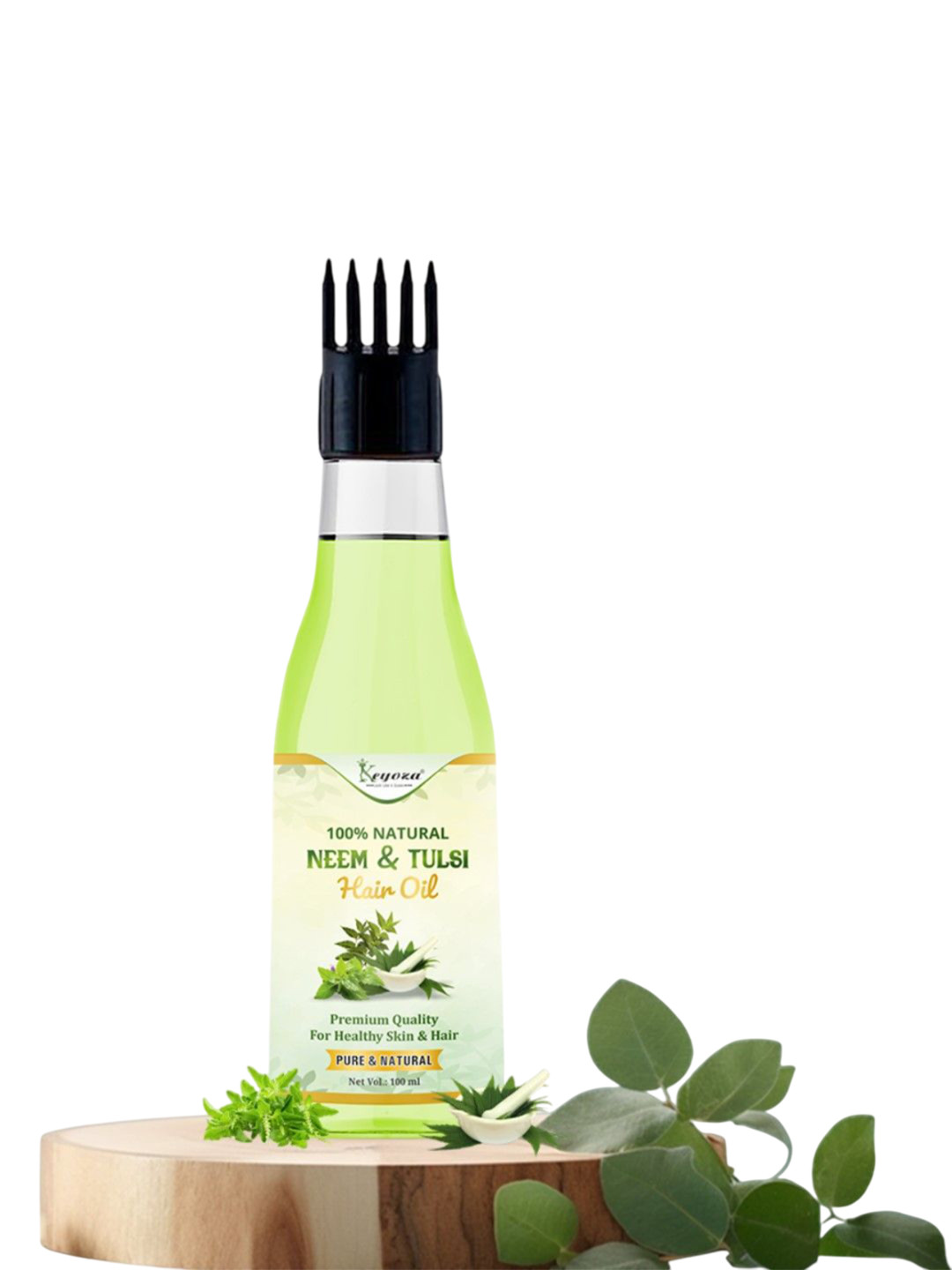KEYOZA 100% Natural Neem & Tulsi Hair Oil For Stronger & Thicker Hair - 100 ml