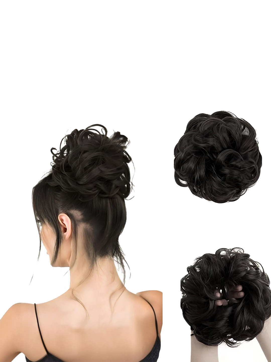 VIEWS Wavy Halo Bun Hair Extension With Elastic Rubber Band - Black