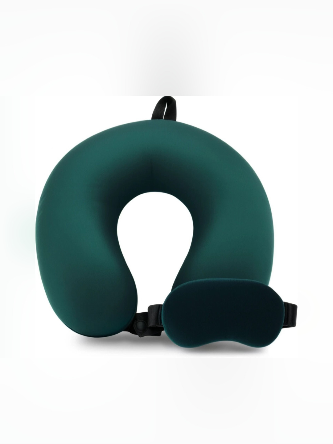 Pum Pum Green Solid Polycotton Ultra Soft Set of 2 Ultra Soft Fibre Travel Pillow with Eye Mask-140 x 75 cm