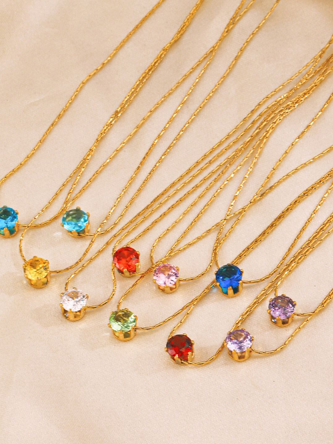 ShopSiiri Chic Birth-Stone Pendant Chain Blue December