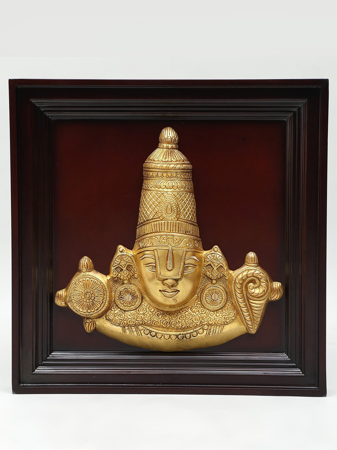 Exotic India Tirupati Balaji Brass Glossy Hanging Hall Spiritual Wall Decor-20In