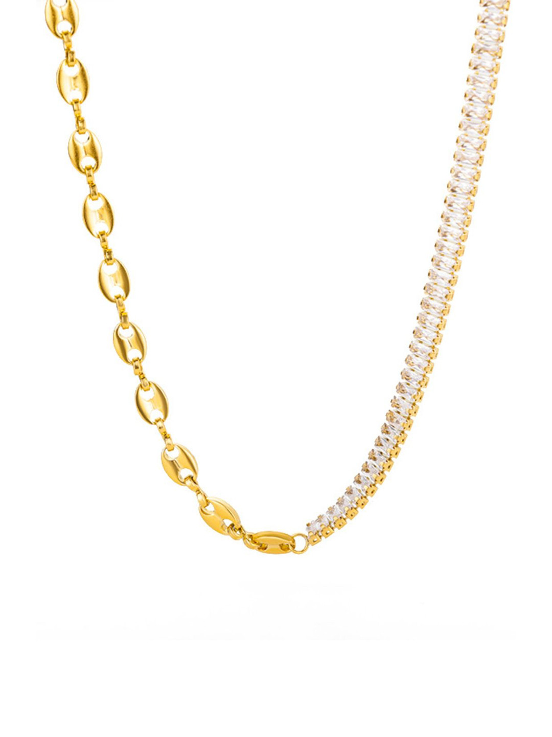 ShopSiiri Simple Chain with Baguettes 18k Gold Plated Anti Tarnish