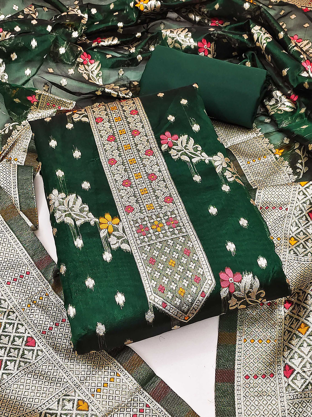 HERE&NOW Women Floral Woven Design Dress Material