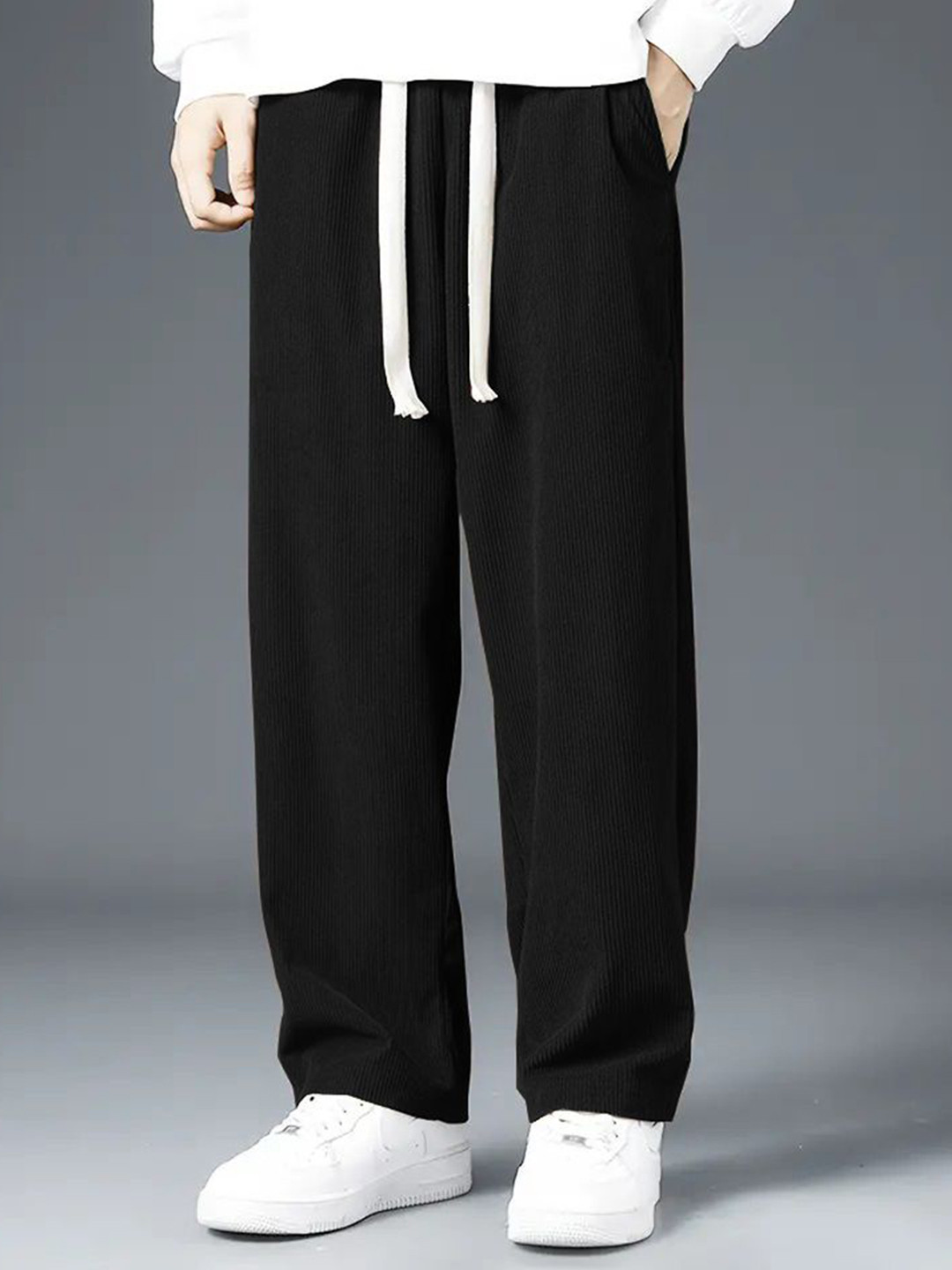 SZN Men Relaxed Fit High-Rise Textured Korean Pants